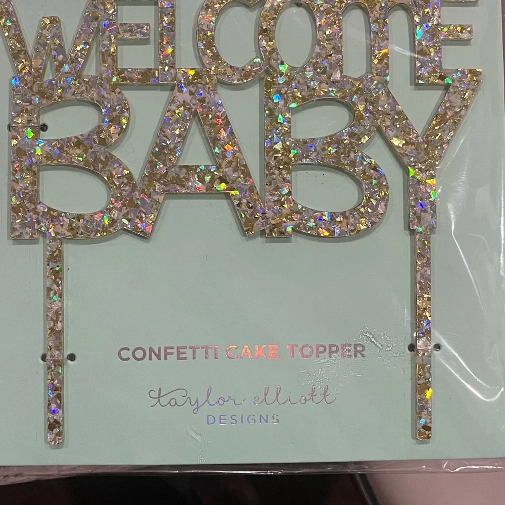 Gold Confetti Cake Topper